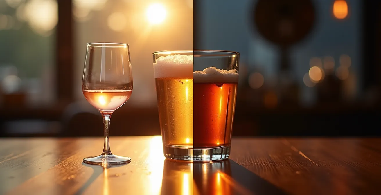 Elegante Aperitif-Gläser im warmen Abendlicht auf deutscher Terrasse