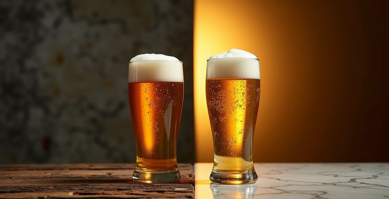 Globale Perspektive auf deutsche Bierexporte, die den Kontrast zwischen heimischer und internationaler Wahrnehmung symbolisiert.