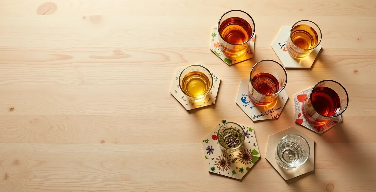 Regionale deutsche Digestif-Spezialitäten auf einer stilisierten Deutschlandkarte