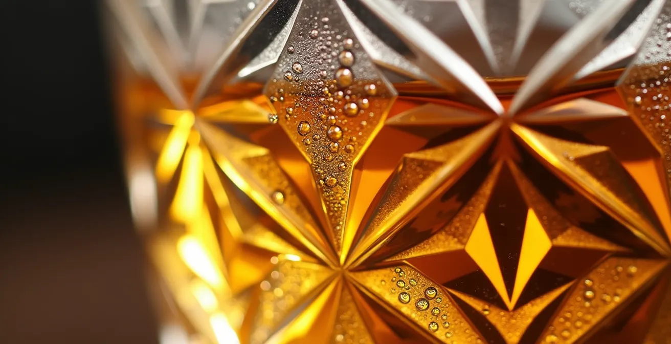 Makroaufnahme eines Gerippten mit Lichtbrechung durch Rautenmuster